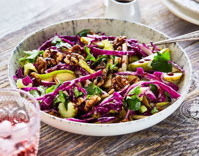 Red Cabbage, Walnut and Pear Salad